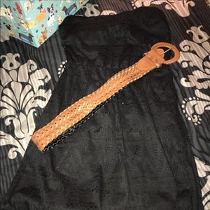 Black lace dress with belt